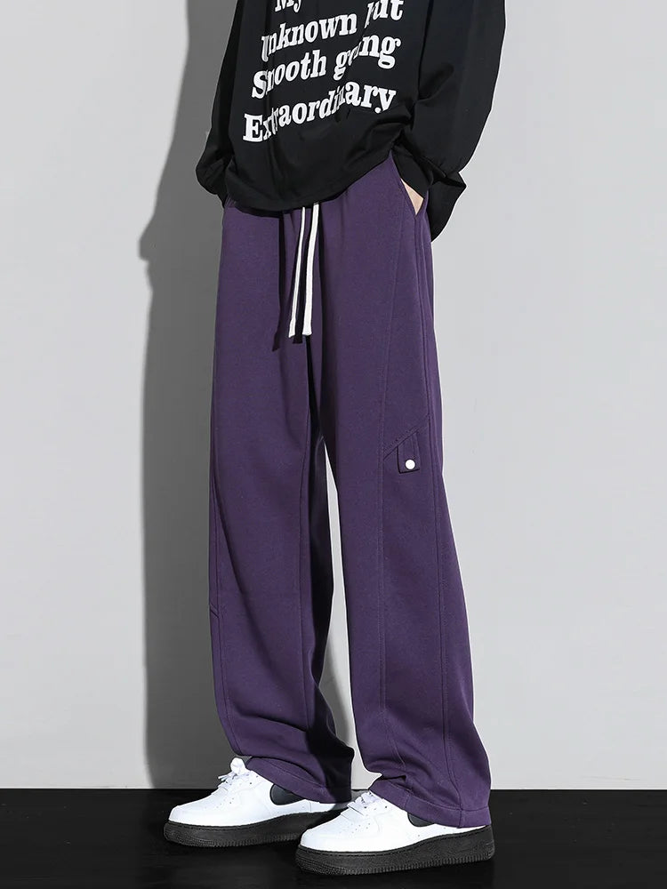 Men’s Relaxed Fit Trousers - Soft Cotton Blend - Drawstring Waist - Casual Everyday Wear
