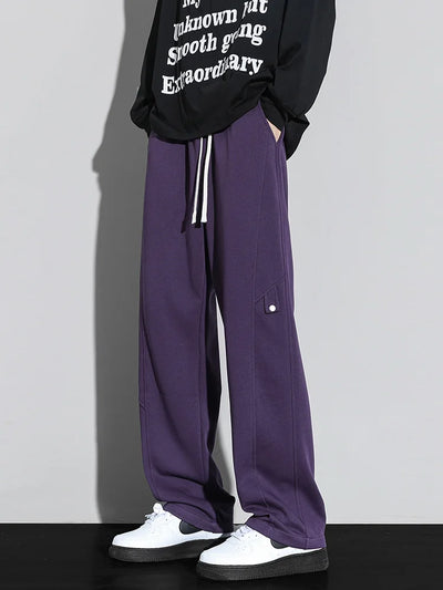 Men’s Relaxed Fit Trousers - Soft Cotton Blend - Drawstring Waist - Casual Everyday Wear