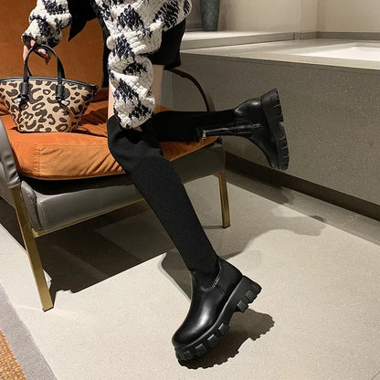 Over-the-knee stretch boots for women