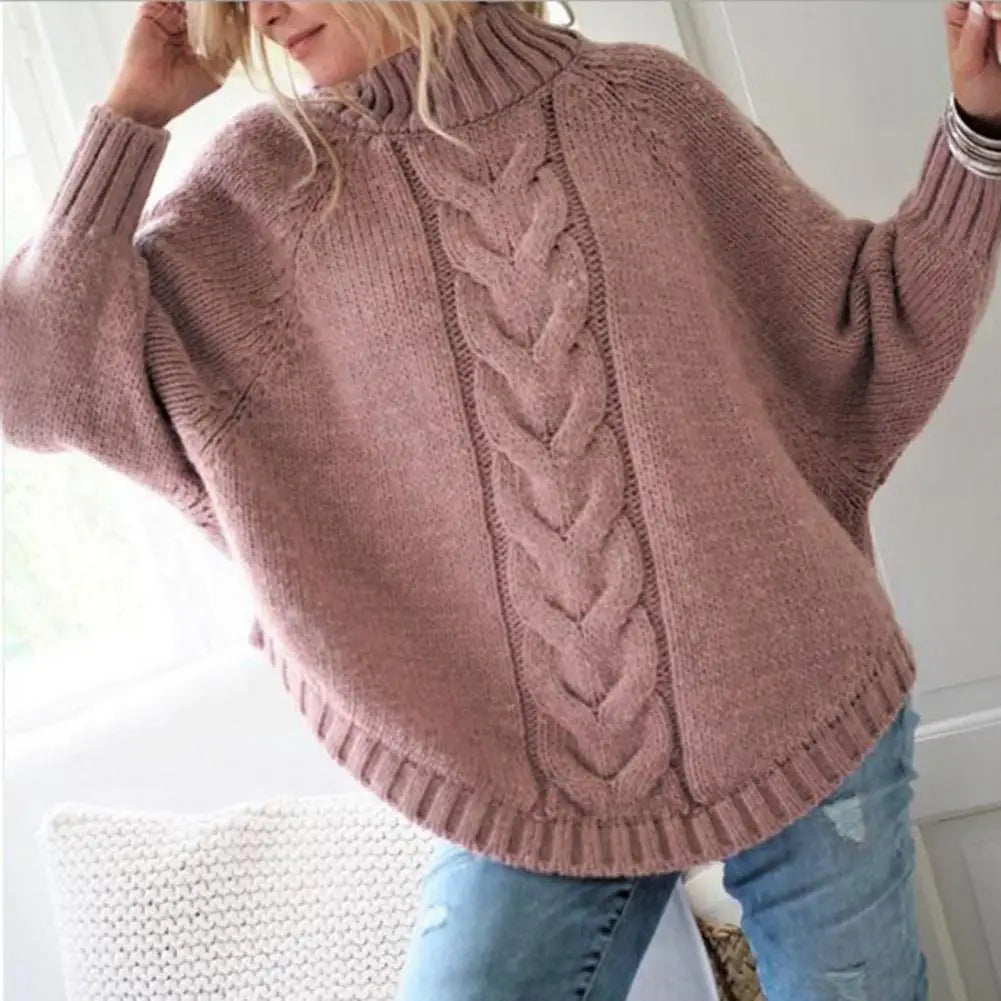 Women's loose turtleneck knitted winter sweater