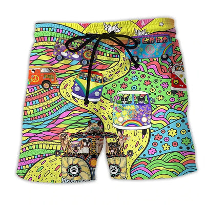 Men’s Swim Shorts – Regular Fit – Quick Dry – Adjustable Waist – Boho Print