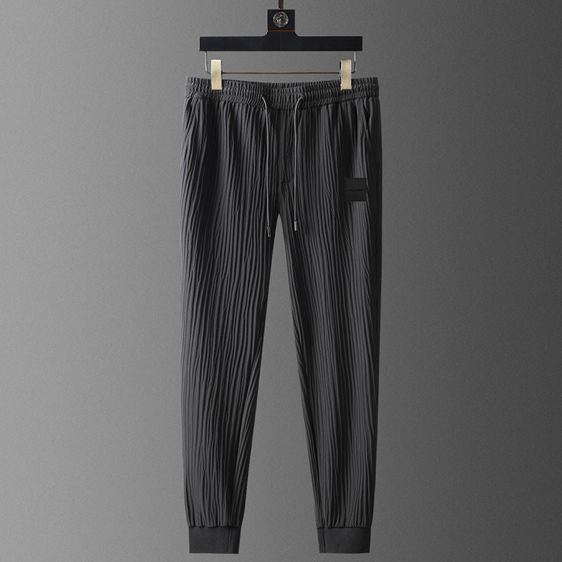 Men’s Tracksuit Set - Textured Pleated Fabric - Short Sleeve T-Shirt & Joggers - Relaxed Fit