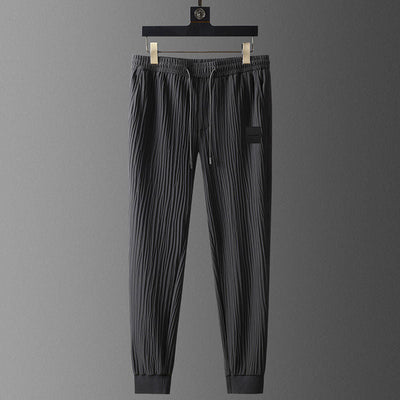 Men’s Tracksuit Set - Textured Pleated Fabric - Short Sleeve T-Shirt & Joggers - Relaxed Fit