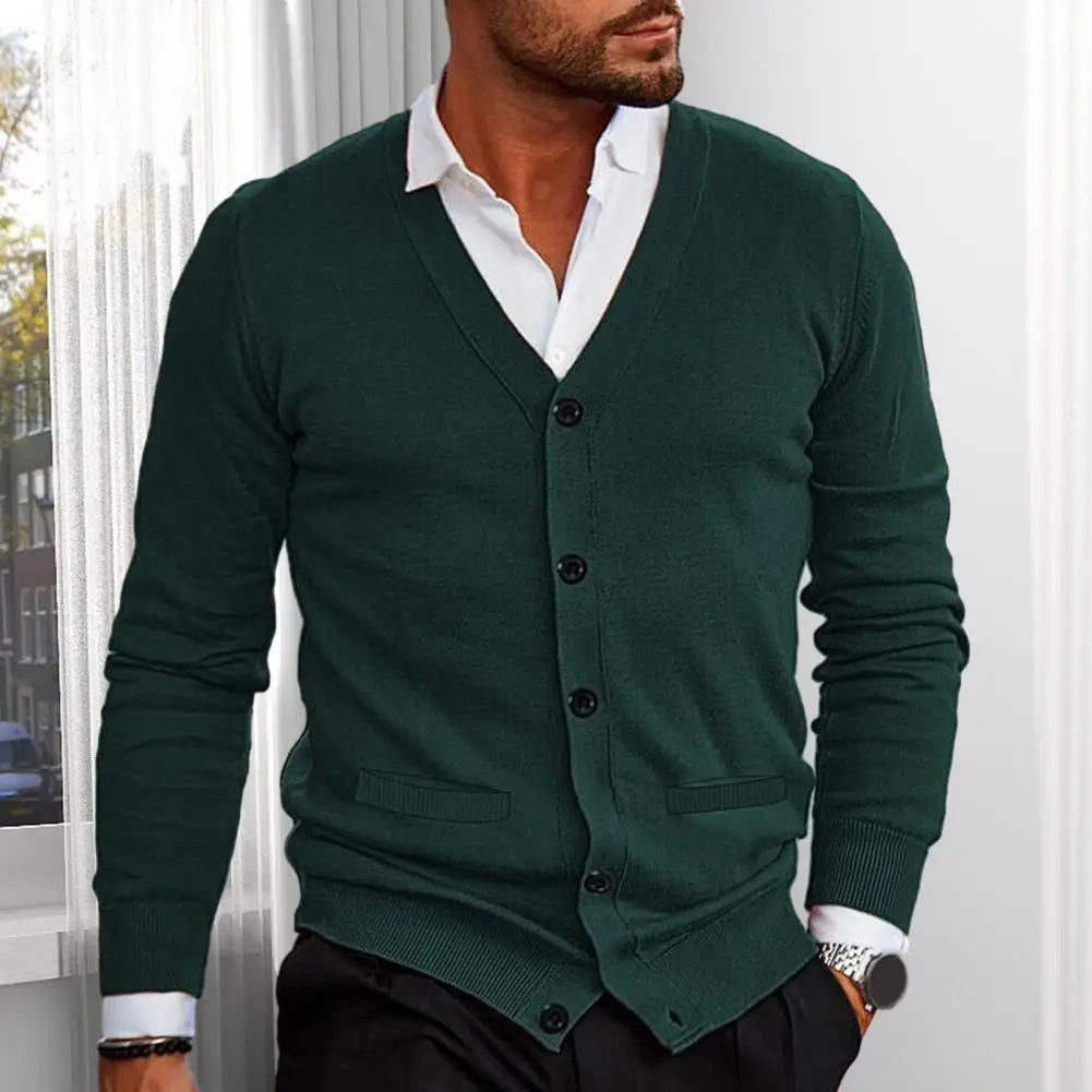 Men's casual knitted v-neck cardigan