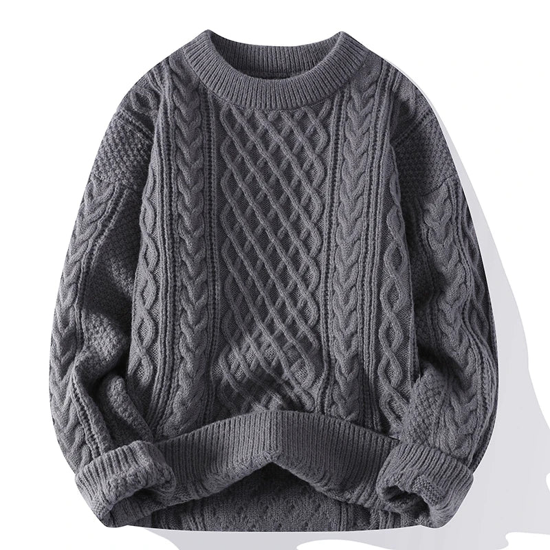 Heren winter sweater met kabelgebreid design