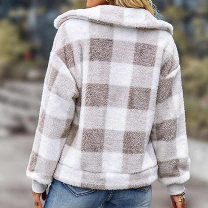 Women's checkered fleece jacket