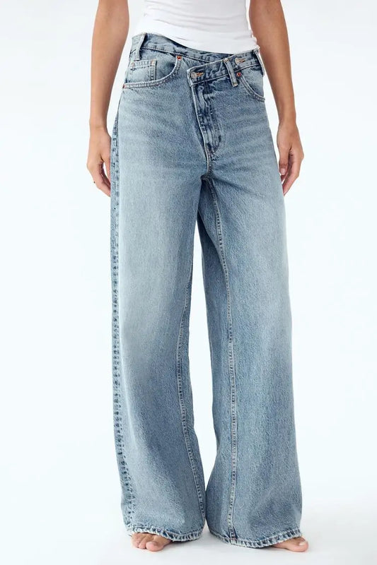 Women’s Wide-Leg Jeans – Relaxed Fit – Full Length Denim – Five-Pocket Casual Style