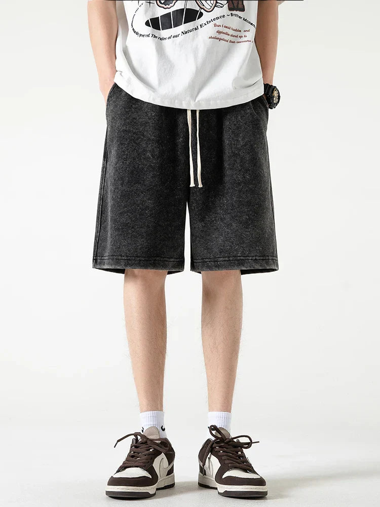 Men’s Casual Shorts – Relaxed Fit – Cotton Blend – Elastic Waist – Knee Length