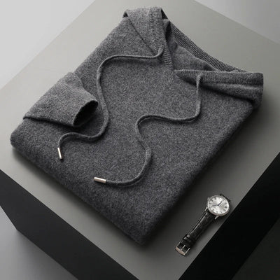 Men’s Hoodie – Cashmere Knit – Classic Fit – Ribbed Cuffs – Hooded Casual Wear