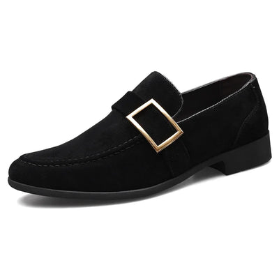 Men’s Loafers – Imitation Suede – Slip-On – Decorative Buckle – Classic Fit