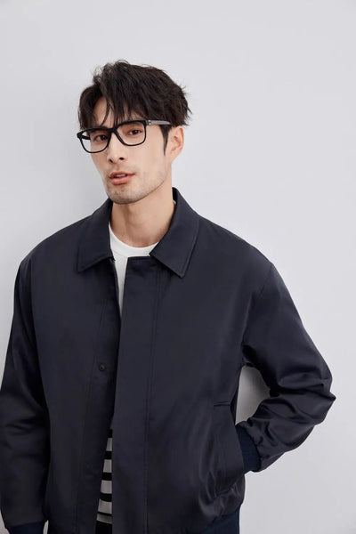 Men’s Jacket – Relaxed Fit – Classic Collar – Button Front – Ribbed Cuffs – Side Pockets