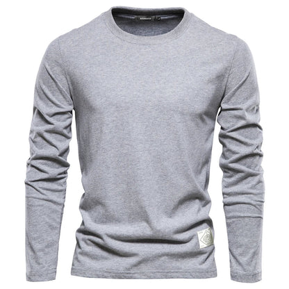 Long-sleeve casual crewneck tee for men