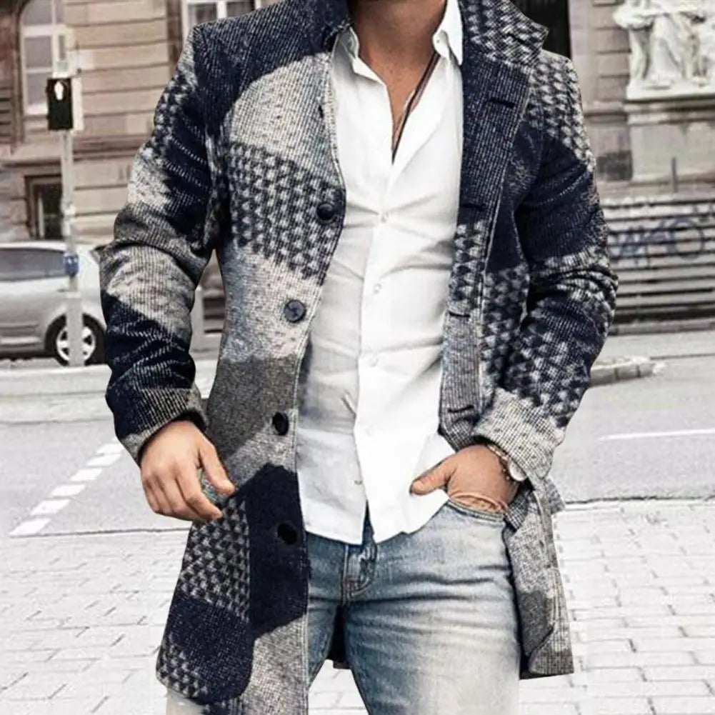 Men's coldproof plaid trench coat