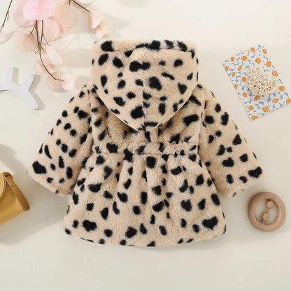 Baby girl winter coat leopard print hooded jacket