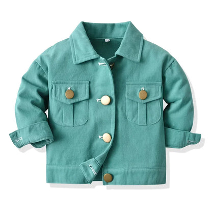 Children's long sleeve candy-colored denim jacket for autumn