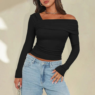Off-Shoulder Ribbed Knit Top for Women