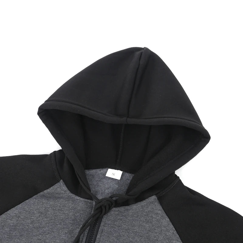 Heren lange mouwen color block hoodie met rits