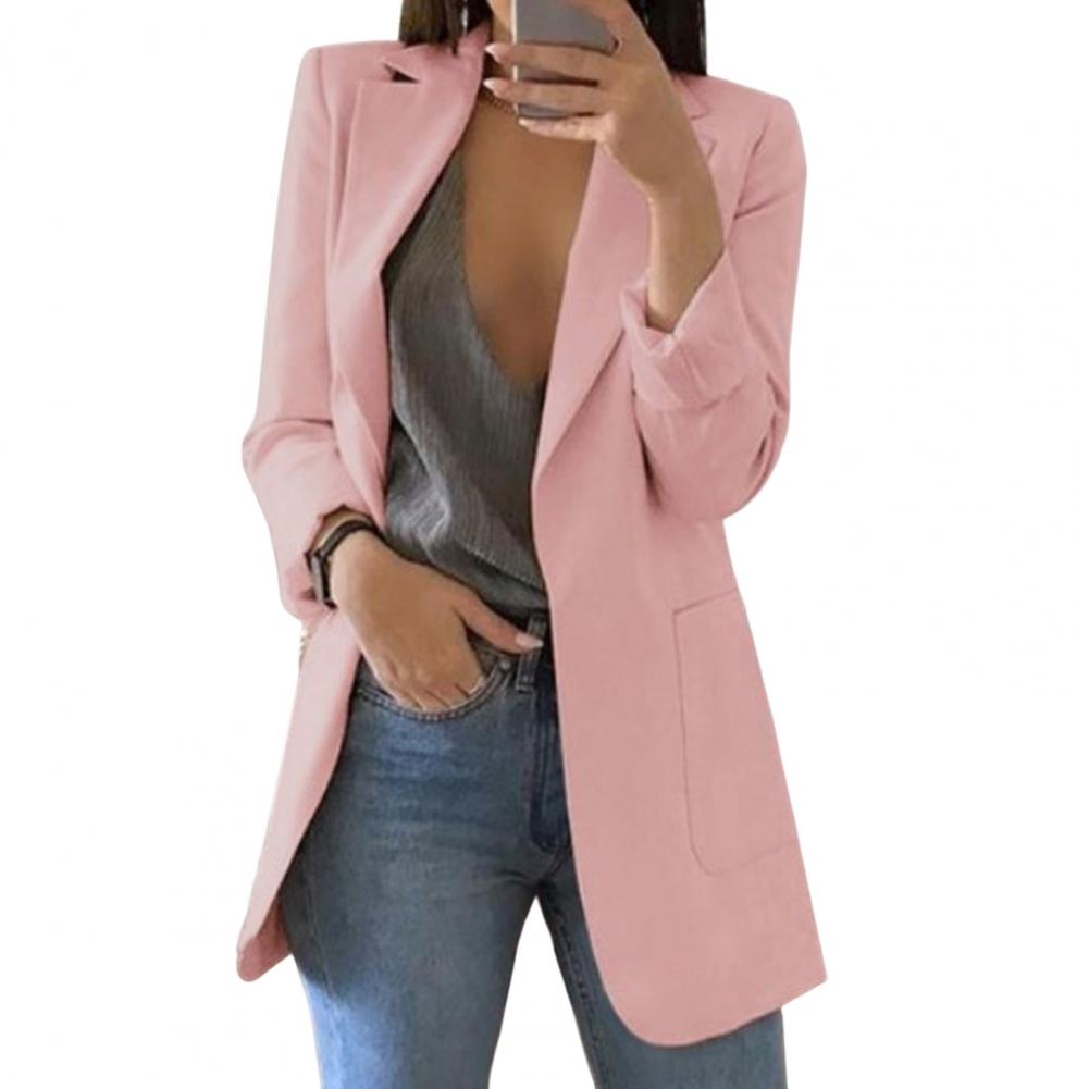 Women’s Blazer – Tailored Fit – Hip Length – Notch Lapel – Open Front – Large Pockets