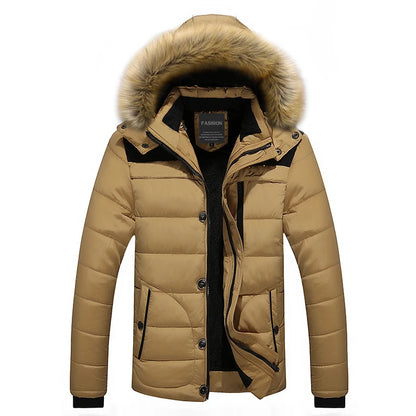 Men's stylish parka jacket with fur collar