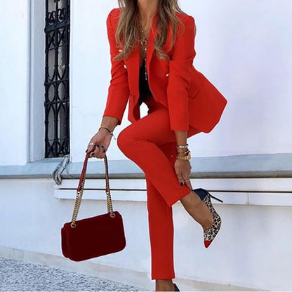 Women’s Blazer – Tailored Fit – Double-Breasted – Structured Shoulders – Hip Length