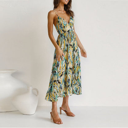 Women's Maxi Dress - Sleeveless V-Neck - Spaghetti Straps - Flowy Lightweight Fit