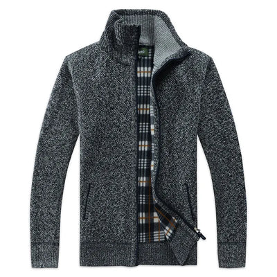 Men's knitted jacket with lapel collar