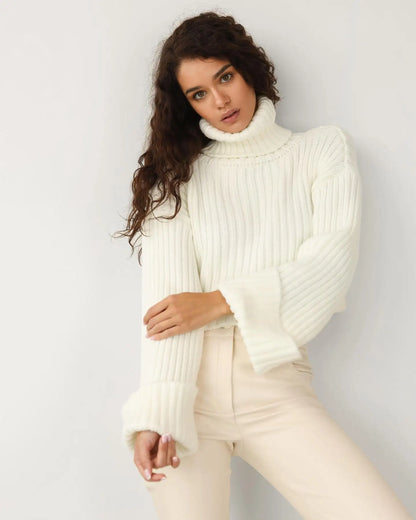 Women's elegant winter long sleeve pullover sweater