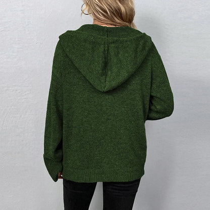 Women's knitted cardigan with hood