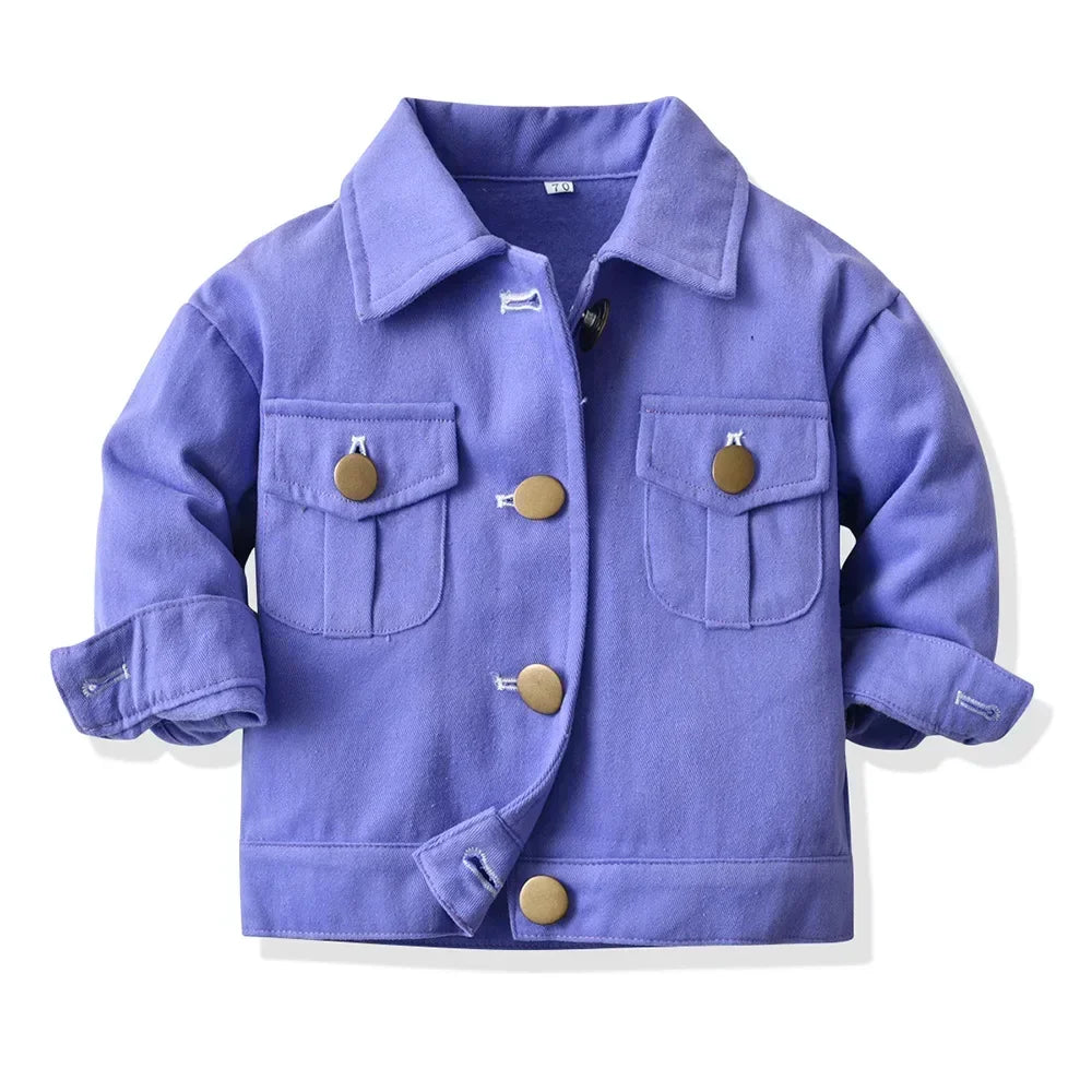 Children's long sleeve candy-colored denim jacket for autumn