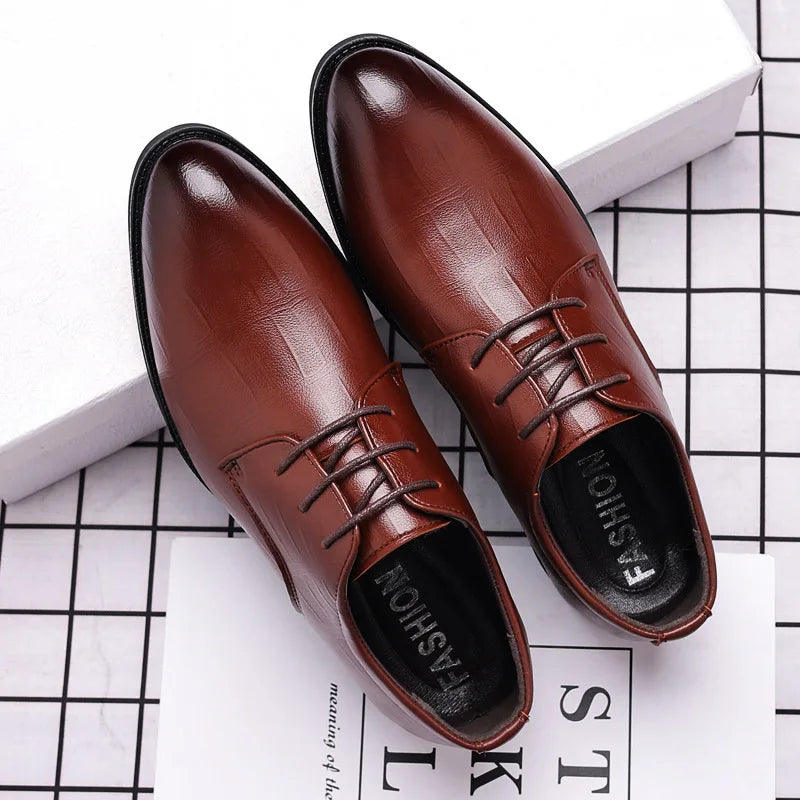 Men's Formal Shoes – Polished Leather – Pointed Toe – Sleek Lace-Up Design