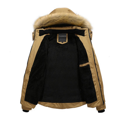 Men's stylish parka jacket with fur collar