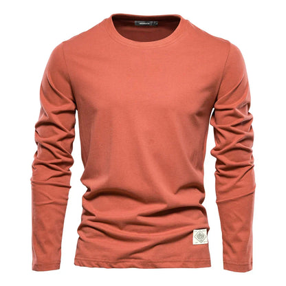 Long-sleeve casual crewneck tee for men