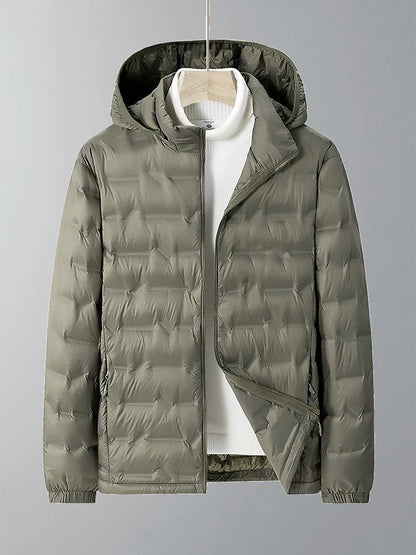 Men's casual lightweight winter jacket with hood