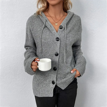 Women's knitted cardigan with hood