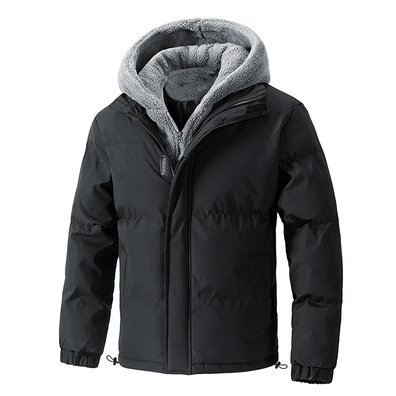 Men's hooded fleece-lined parka jacket