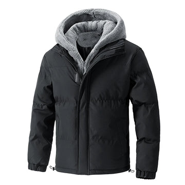 Heren warme parka met fleecevoering capuchon en ritssluiting