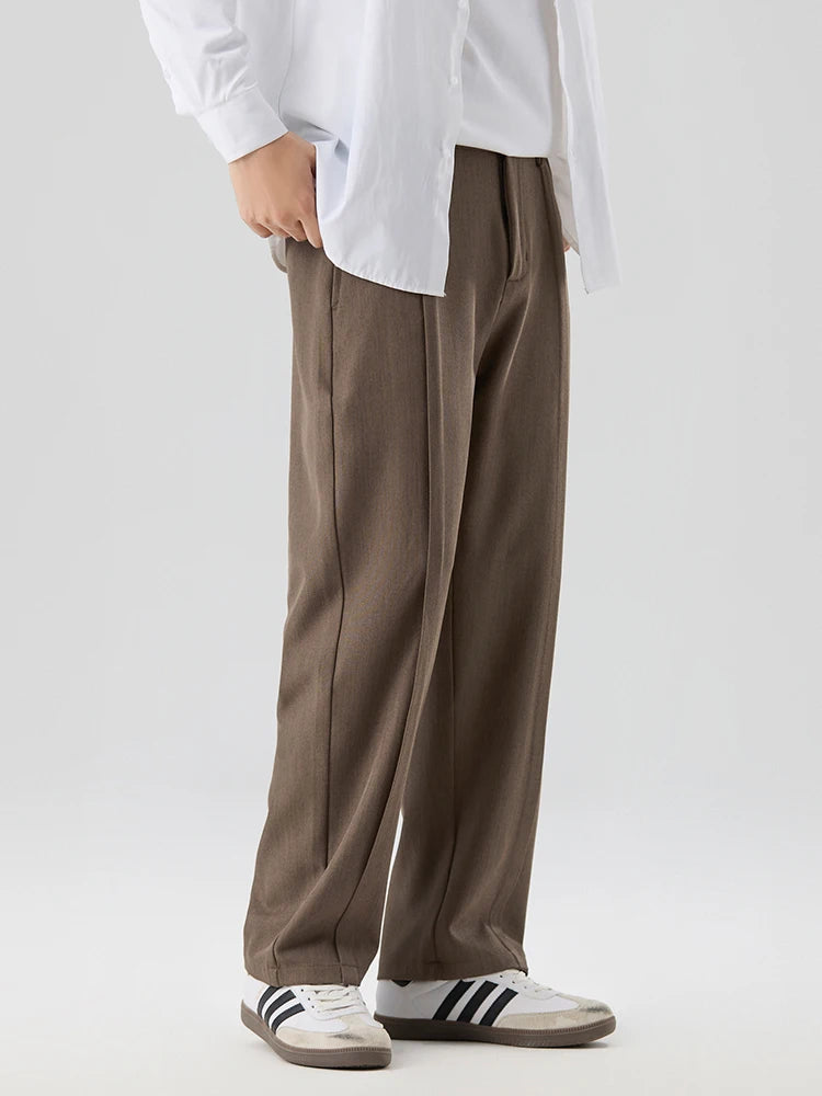 Men's wide leg pleated trousers