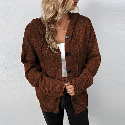 Women's knitted cardigan with hood