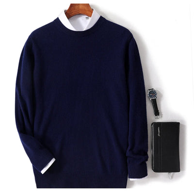 Men’s Crew Neck Sweater - Soft Knit - Wool Blend - Ribbed Cuffs & Hem - Regular Fit