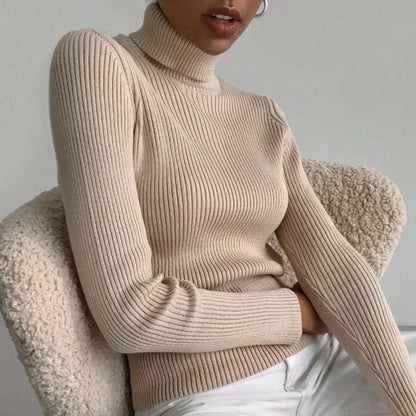 Women's ribbed turtleneck sweater