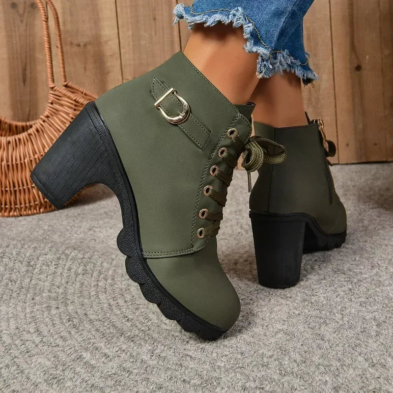 Lace-up high heel boots for women