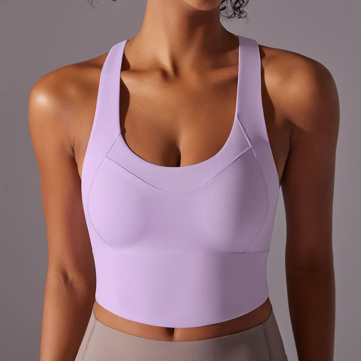 Women’s Sports Bra – Snug Fit – Racerback – Scoop Neck – Breathable Stretch Blend