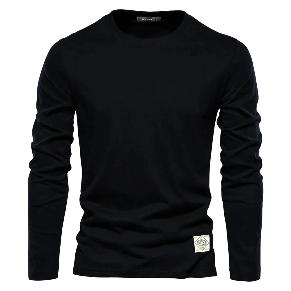 Long-sleeve casual crewneck tee for men