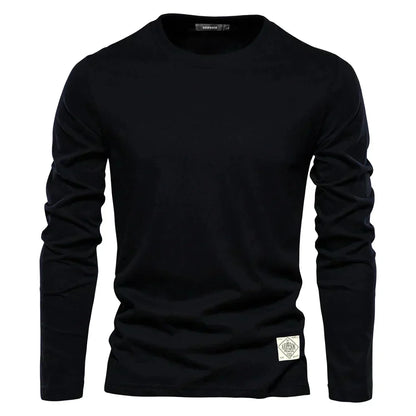 Long-sleeve casual crewneck tee for men