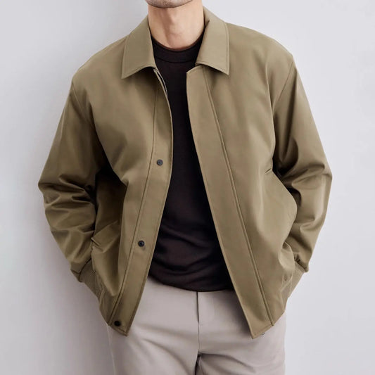 Men’s Jacket – Relaxed Fit – Classic Collar – Button Front – Ribbed Cuffs – Side Pockets