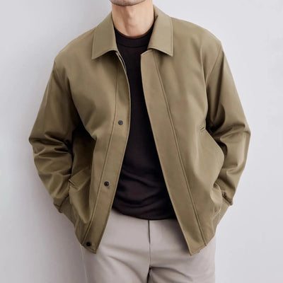 Men’s Jacket – Relaxed Fit – Classic Collar – Button Front – Ribbed Cuffs – Side Pockets