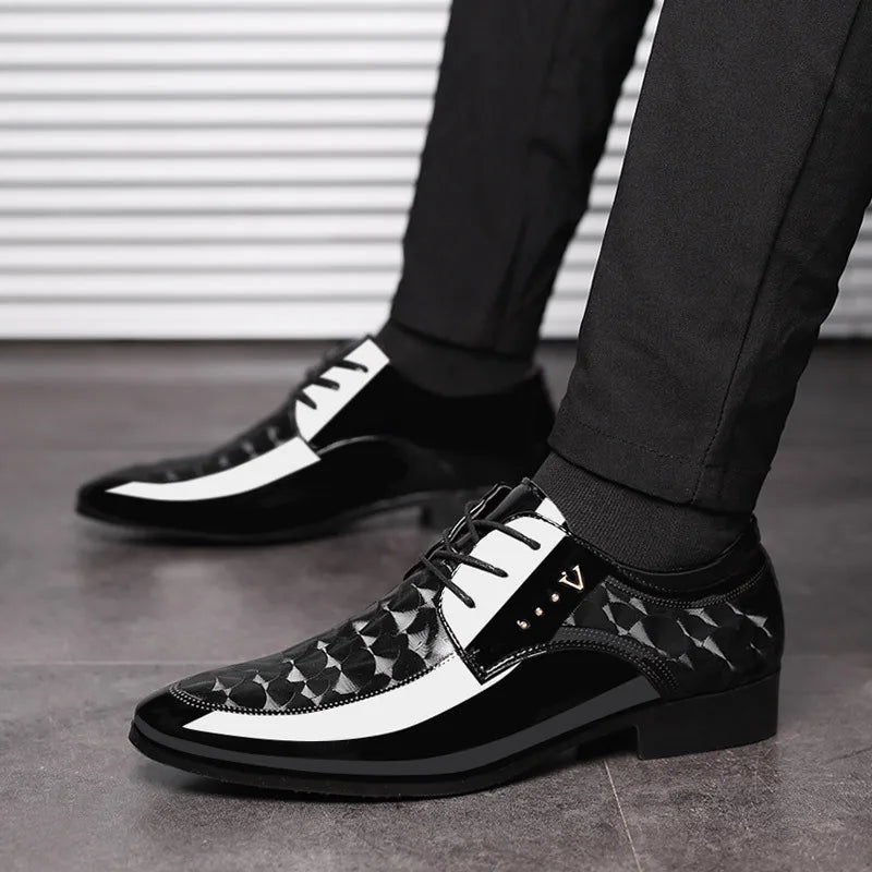 Men's shiny pu leather pointed toe shoes