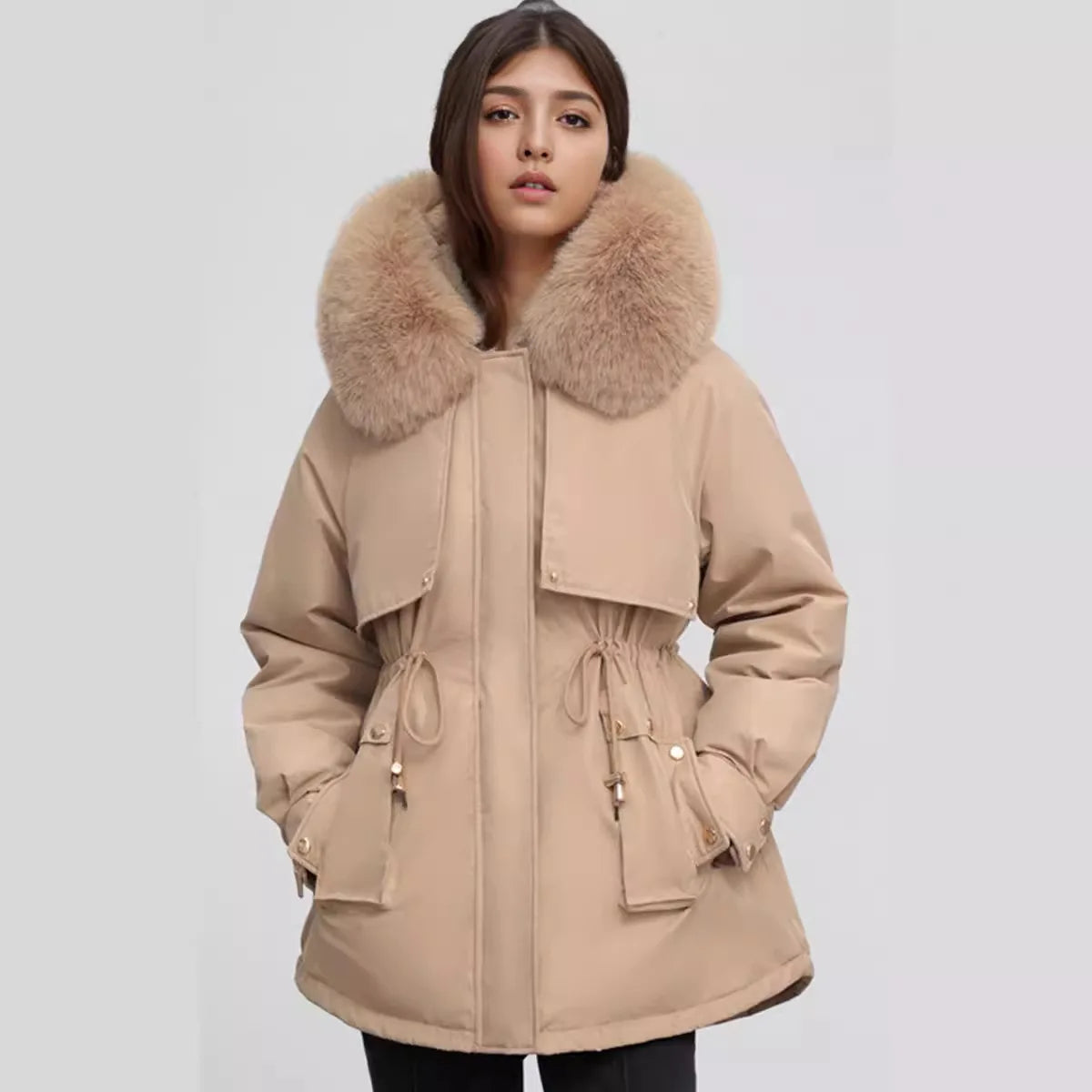 Women’s warm fur collar coat