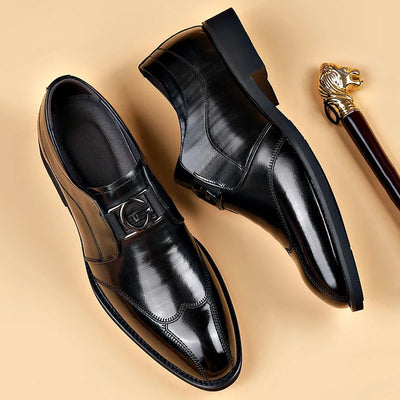 Men’s Leather Dress Shoes - Slip-On - Pointed Toe - Elegant Formal Wear