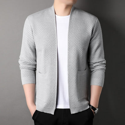 Men’s Blazer – Tailored Fit – Soft Knit – Open Front – Ribbed Cuffs – Smart Casual